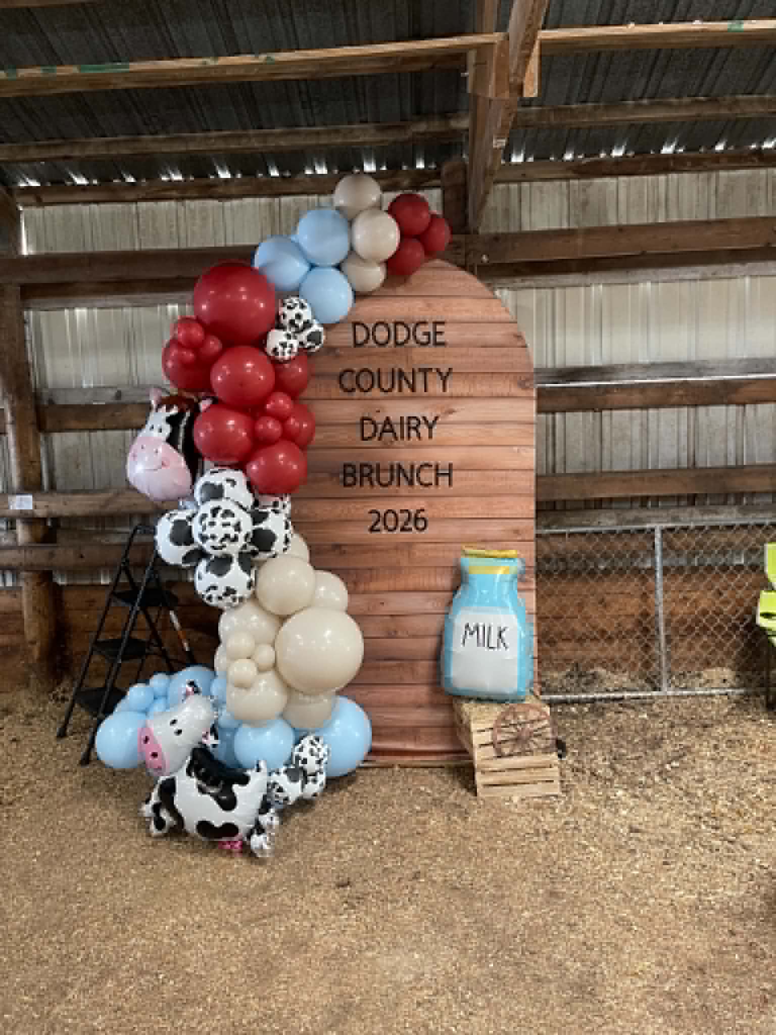 Corrales Designs Dodge County Dairy Brunch rustic balloon arch