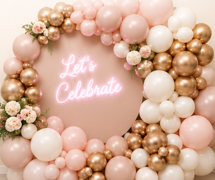 Corrales Designs custom balloon arch and event decor display
